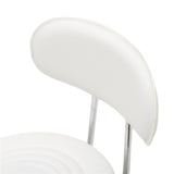 ZNTS Round Shape Adjustable Salon Stool with Back and Line White 46930452