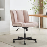 ZNTS Armless Desk Chairs with Wheels Office Chair Vanity Chair with Technical Cloth Adjustable Swivel W2725P207687