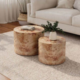 ZNTS Nesting Coffee Table Set of 2, Modern Round Coffee Table, Wooden Circle Accent Tables for Small W1435P254287