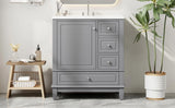 30" Bathroom Vanity with Sink, One Door with Shelf and Three Drawers, Soft Close Door, Grey N759P225994E