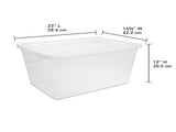 58 Quart Storage Box, Clear Plastic Storage Bin with Snap-on Lid, White, 8 Pack 24630416
