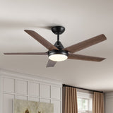 ZNTS 48 In Intergrated LED Ceiling Fan Lighting with Brown Wood Grain ABS Blade W1367P171191