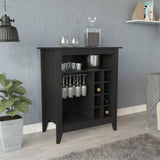 Essential Bar Cabinet, One Open Shelf, Six Built-in Wine Rack, One Drawer -Black B20091856
