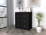 Georgia Three Drawer Dresser, Metal Handles, Superior Top -Black B07092062