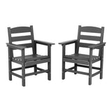 ZNTS Set of 2 HDPE Patio & Garden Dining Chairs, Outdoor Chairs, Porch Chairs, Weather Resistant, Black W2681P254226