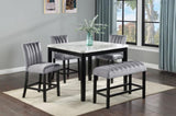 1pc Transitional Counter-Height Dining Table Square Faux White Marble Table Top Black Base Wooden B011P261194