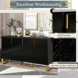 ZNTS Modern sideboard with Four Doors, Metal handles & Legs and Adjustable Shelves Kitchen Cabinet 51001314