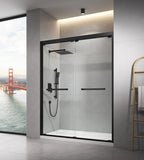 ZNTS 60 in. W x 76 in. HSliding Framed Shower Door in Black Finish with Clear Glass W127253517