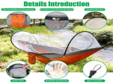 3-in-1 Camping Hammock with Automatic Pop-Up Mosquito Net, Lightweight 70D Nylon Portable Hammock 82727197