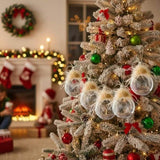 4 PCS Set 4.7" Glass Christmas Ball Ornaments Holiday Hanging Tree Decorations for Party Tree Decor 07042069