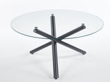 Black Dining Table with metal leg and glass,Modern Space Saving Kitchen Table for Living W234P311863
