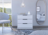 White 3-Drawer Rectangle Dresser B06280503