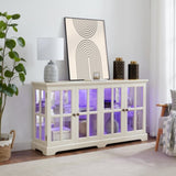 LED Curio Display Cabinet Antique Display Cabinet with Glass Doors Adjustable Shelves for W2275P231690