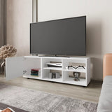 White TV Stand with a Door and Open Storage B062P290261