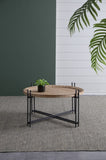 D32" x 18" Farmhouse Round Wooden Round Coffee Table with Metal Legs W2078P147520