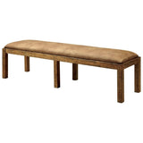 ZNTS Rustic Elegance Brown Fabric Seat 1pc Bench Bold Sturdy Design Rustic Oak Solidwood Frame Dining B011P200230