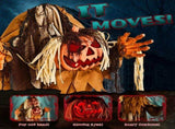 5.5ft Halloween Pumpkin Man Decoration with Red Glowing Head, Sound-Activated Head-Turning Motion & 57368239
