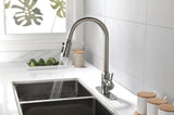 Single Handle High Arc Pull Out Kitchen Faucet,Single Level Stainless Steel Kitchen Sink Faucets TH9013NS-8