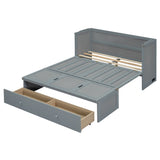 Full Size Murphy Bed with USB Port and a Large Drawer, Gray N708P205903E