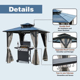 Outdoor Grill Gazebo 8 x 8FT, Hardtop BBQ Gazebo with UV-Resistant Polycarbonate Roof & Storage W765P269610