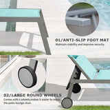 Outdoor Patio Chaise Lounge Set of 3, Aluminum Pool Lounge Chairs with and Wheels, Textilene Padded W1859P172280