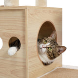 ZNTS Modern Luxury Cat Tree Wooden Multi-Level Cat Tower Cat Sky Castle With 2 Cozy Condos, Cozy Perch, 30428958