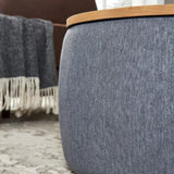 Round Storage Ottoman, 2 in 1 Function, Work as End table and Ottoman, Dark Grey W48735178