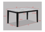 1pc Transitional Dining Rectangular Table Faux White Marble Table Top Black Base Wooden Stone Dining B011P261208