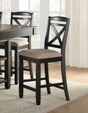 Transitional Style Counter Height Chairs Set of 2pc Black Finish Wood Beige Fabric Seat B01169895