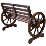 ZNTS 2-Person Wooden Wagon Wheel Bench for Backyard, Patio, Porch, Garden, Outdoor Lounge Furniture W465P222613