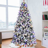 8ft Flocked Christmas Tree with 470L Colorful LED Lights with G45 ball, Realistic PEPVCHard Needle 68244348