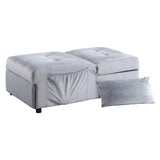 ZNTS Modern Lift Top Storage Bench with Pull-out Bed 1pc Gray Velvet Tufted Solid Wood Furniture B011P170005