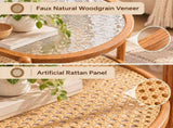 2-Tier Oval Coffee Table, Water Ripple Glass Top, PE Rattan & Iron Frame, 20594720