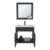 Blake Bathroom Mirror Cabinet with Two Interior Shelves, Wall-Mounted Storage Black B070P316868