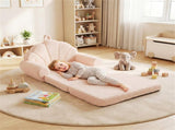 2-in-1 Flip Open Kids Sofa Lounger, Teddy Fleece Toddler Couch with Carry Handle for Ages 3 51601904