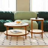 Modern Farmhouse Living Room Coffee Table Set, Stylish and Elegant Nesting Round Wooden Table,Side W2105P210284