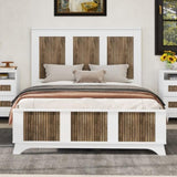 Farmhouse Wooden Platform Full Size Bed, Modern Platform Bed with Wooden Strip Decoration, Plywood WF530905AAK