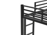 Twin Over Twin Metal Bunk Bed, Low Bunk Bed with Ladder, Bed Frame,Black, Sturdy Steel Construction, 80743359