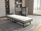 ZNTS Metal Folding Bed Frame with Foam Mattress of Pockets, Easy Storage and Movable with 4 Castors 48698586