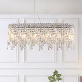 (Same as W1340P189443/L5024-880-C) Silver Elegant Oval Crystal Chandelier, Modern Ceiling Light W1340P189500