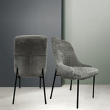 Upholstery Boucle Fabric Dining Side Chair Set of 2, Grey B091P183385