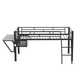 Gaming mid loft bed with desk, LED, Twin, Black 90531759