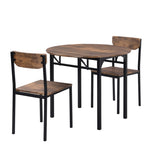 TOPMAX Modern 3-Piece Round Dining Table Set with Drop Leaf and 2 Chairs for Small Places,Black WF290234AAB