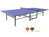 9*4.1ft Blue Mid-Size Table Tennis Table Foldable & Portable Ping Pong Table Set for Indoor Games W1408P478681