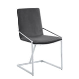 Grey and Chrome Side Chair with Metal Base B062P209297