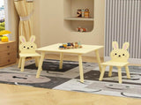 Kids Table and Chair Set with 2 Bunny Chairs, Children's Wooden Activity Table for Toddlers, Cute 80159869