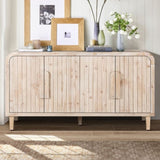 59'' Farmhouse Curved Vintage Storage Sideboard with Large Wooden Handles, Vertical Wood Grain W1445P214051