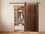 Modern 2-Panel 32 in. x 84 in. Wood Dark Walnut Barn Sliding Door With Hardware kit T3910P408769