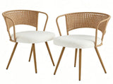 Wicker dining chairs - 4-piece set - Farmhouse soft padded cane back kitchen chair with sponge 31686339
