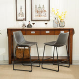 Lotusville Vintage PU Leather Counter Height Stools, Set of 2, Antique Grey T2574P164859